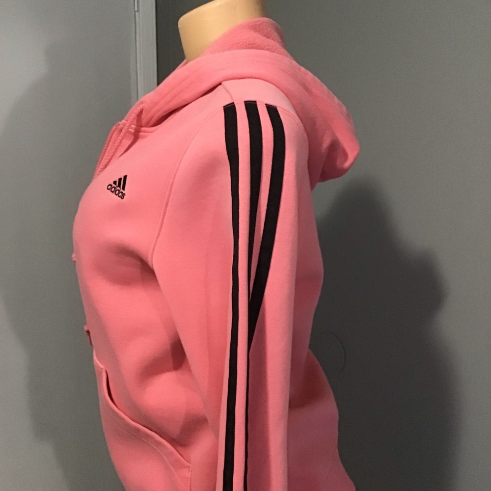 adidas Pink Hoodie Jacket with Black Stripes - Picture 5 of 8